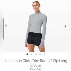 Lululemon Gloss Trim Run 1/2 Zip Long Sleeve